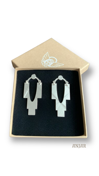 Srebrne kolczyki Cascada silver, długie geometryczne kolczyki ze szczotkowanego srebra 925