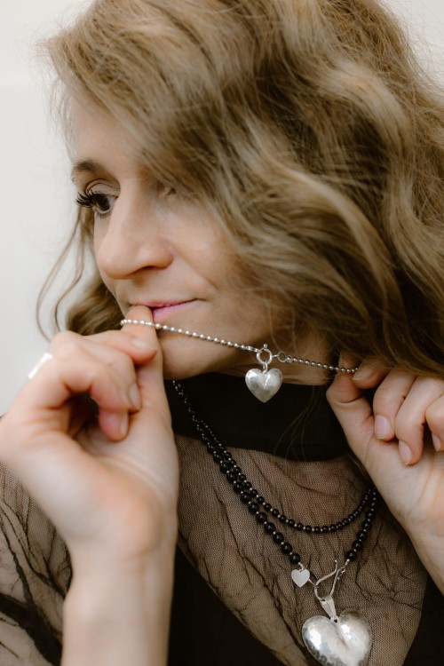 Srebro-zawieszka-małe-serce-szczotkowane