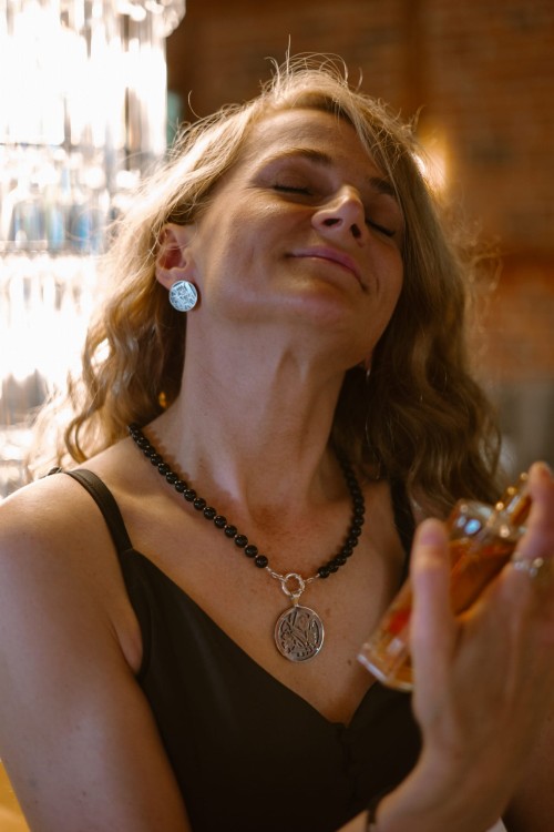 Srebrne kolczyki Dama/Król na sztyft