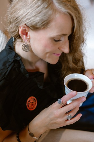 Kolczyki duże Dama/Król na zapięciu kajdankowym