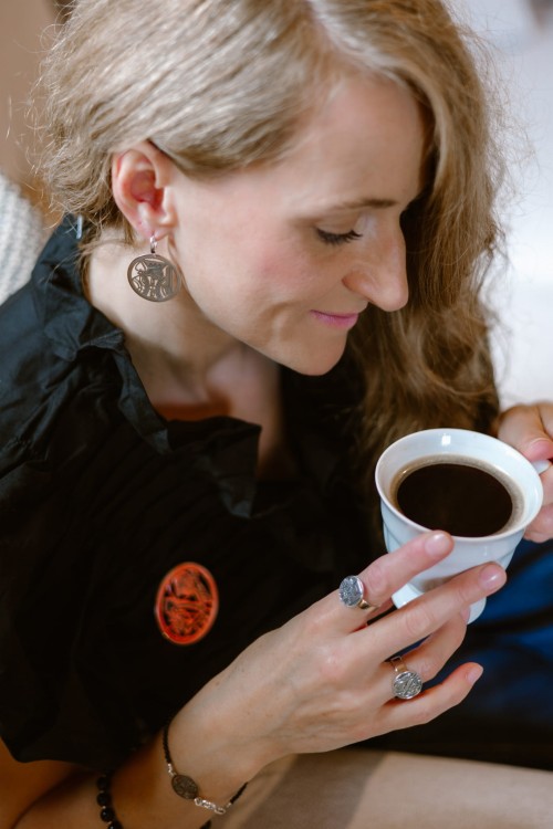 Kolczyki duże Dama/Król na zapięciu kajdankowym