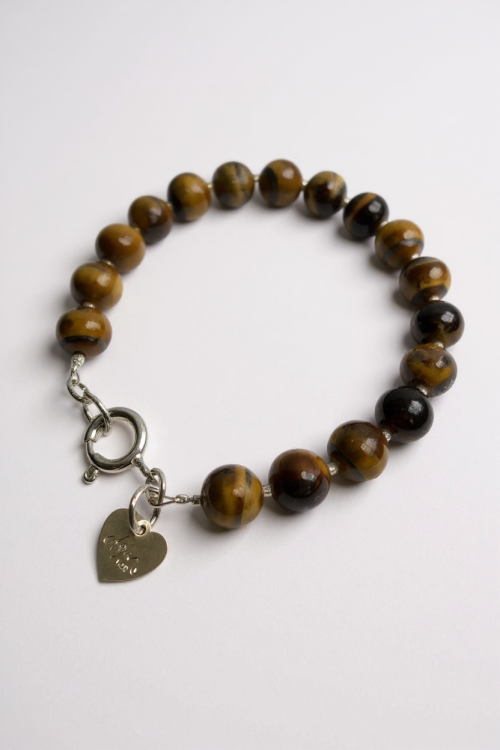 Bransoletka wykonana z polerowanych kulek tygrysiego oka