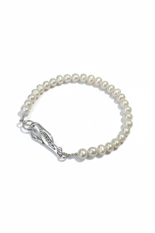Elegancka Bransoletka z Pereł 4–6 mm z Autorskim Zapięciem Żuraw