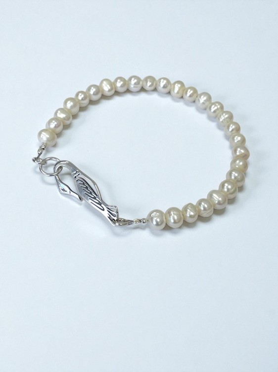 Artystyczna Bransoletka z Pereł z Ręcznym Srebrnym Zapięciem | Żurawie